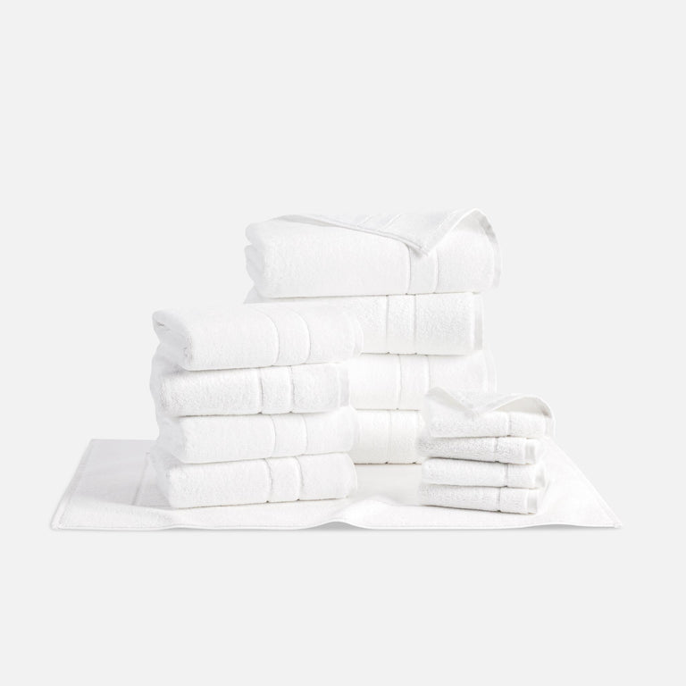 100% Organic Cotton Ribbed Bath Towels in White by Brooklinen - Holiday Gift Ideas