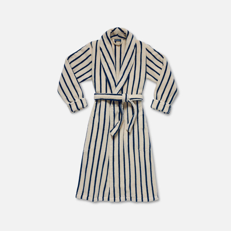 Super-Plush Robe / Striped Midnight Navy