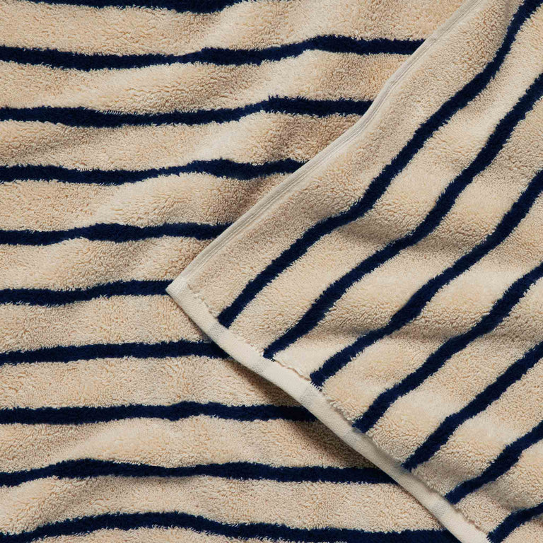 Super-Plush Turkish Cotton Bath Towels- Striped Midnight Navy