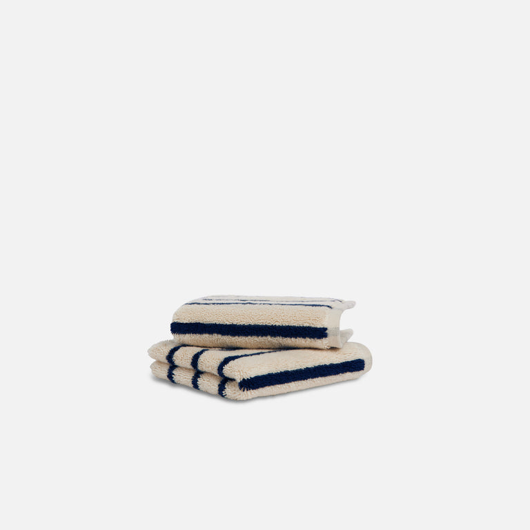 Super-Plush Turkish Cotton Washcloths - Color: Striped Midnight Navy