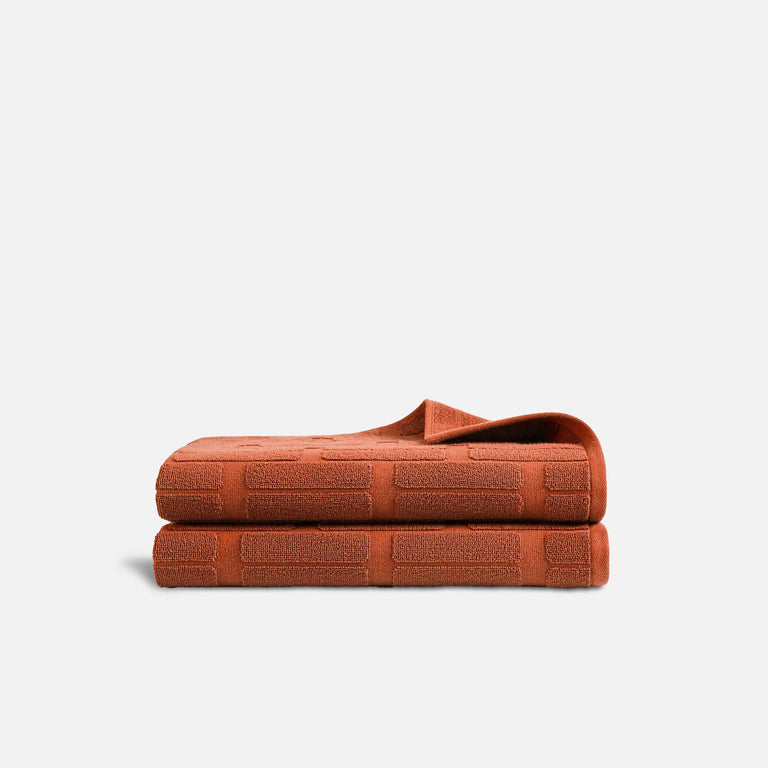 Brooklinen Shifting Tiles Hand Towels in Hazlenut