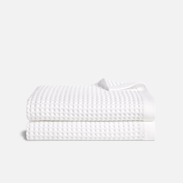 100% Organic Cotton Ribbed Bath Towels in White by Brooklinen - Holiday Gift Ideas