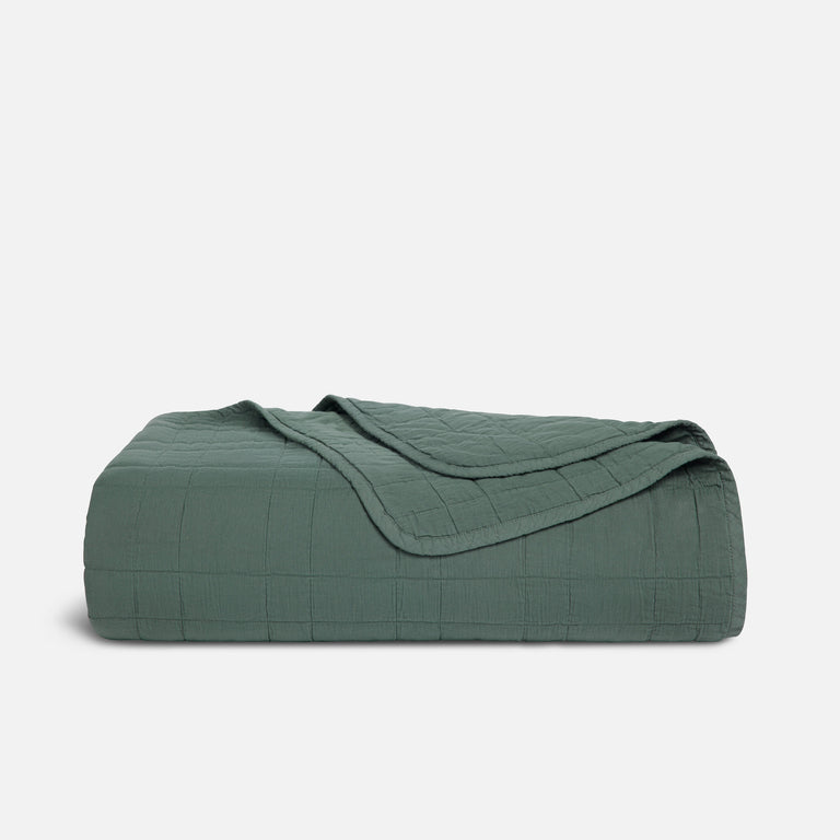 Lightweight Cotton Throw Blanket - Color: Botanical Green