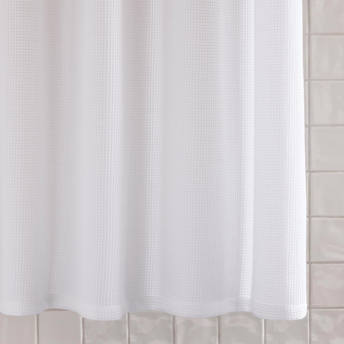 Micro Waffle Shower Curtain - White