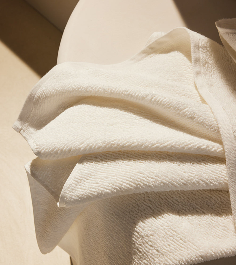 Close up image of a vanilla organic towel