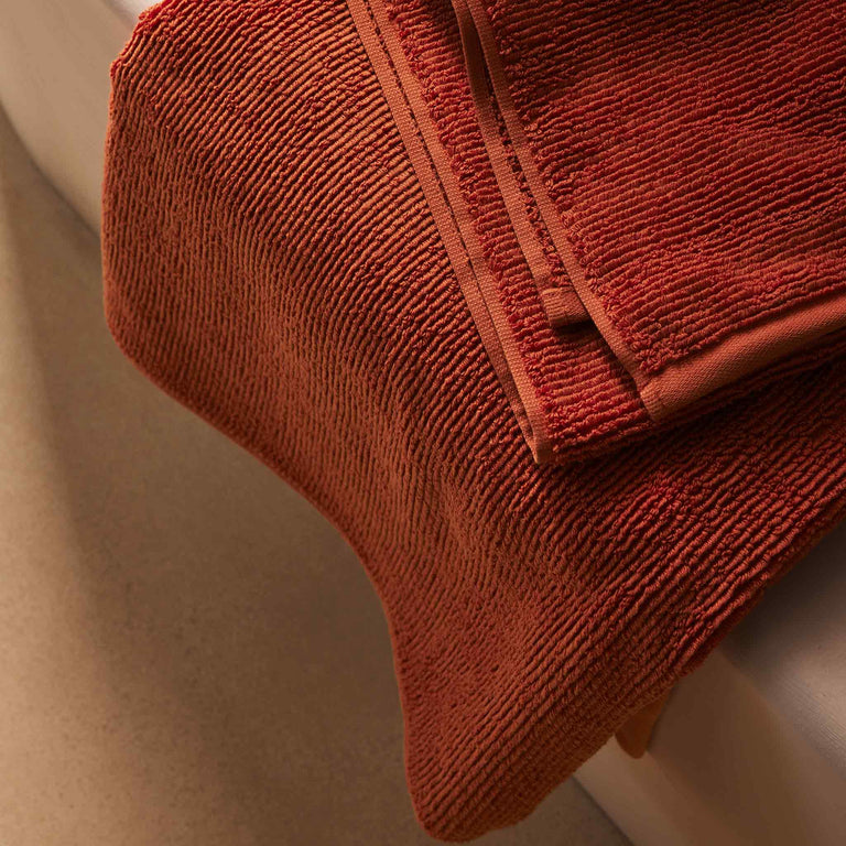 Organic Ribbed Bath Towels - Sunstone Red