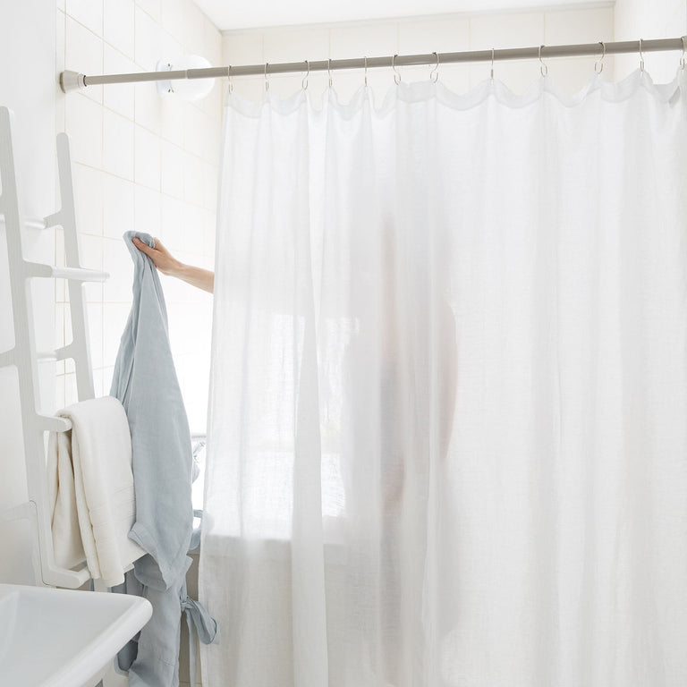 White linen shower curtain online