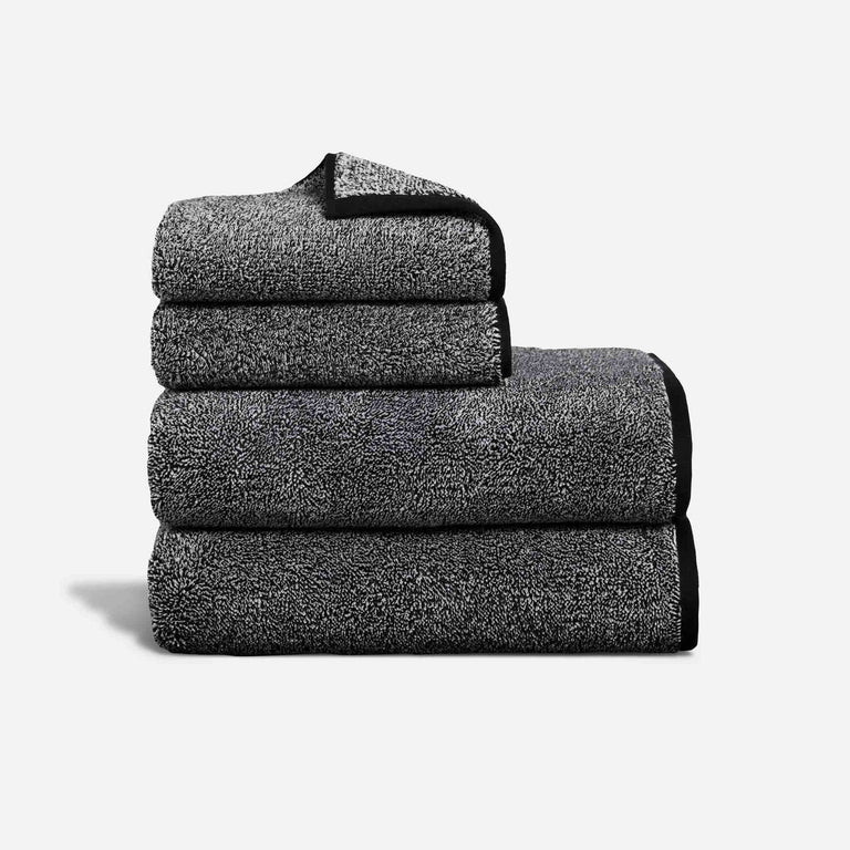 Super-Plush Turkish Cotton Bath Sheet Bundle - Marled Black
