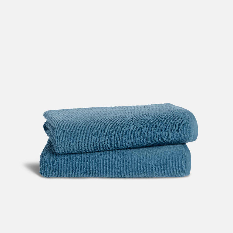 100% Organic Cotton Ribbed Bath Towels in Blue by Brooklinen - Holiday Gift Ideas