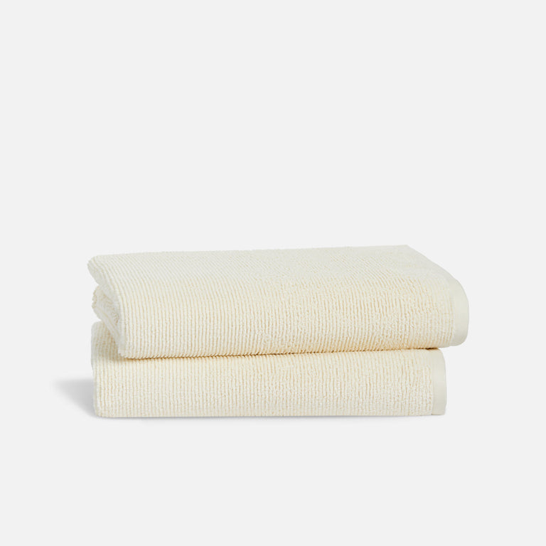 100% Organic Cotton Ribbed Bath Towels in Vanilla by Brooklinen - Holiday Gift Ideas