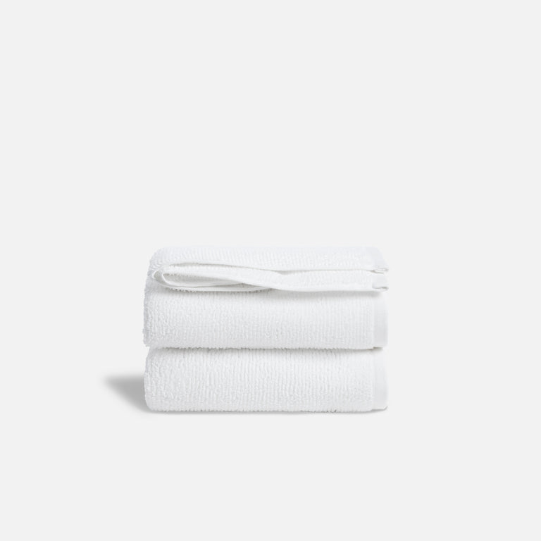 100% Organic Cotton Ribbed Hand Towels in White by Brooklinen - Holiday Gift Ideas