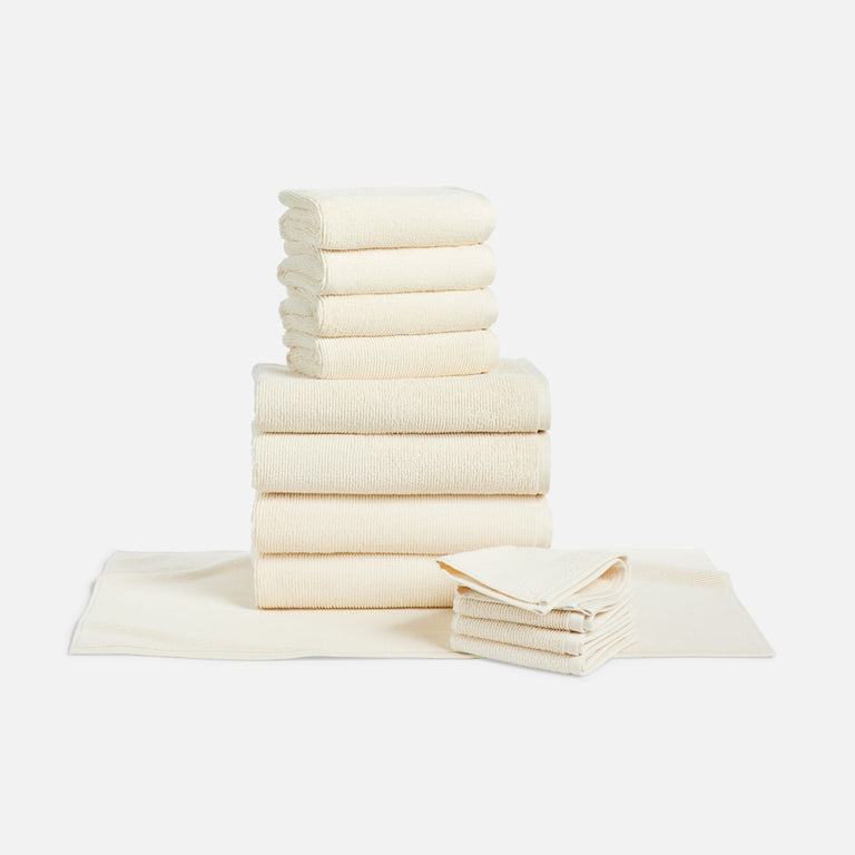 Organic Ribbed Towel Move-In Bundle - Vanilla