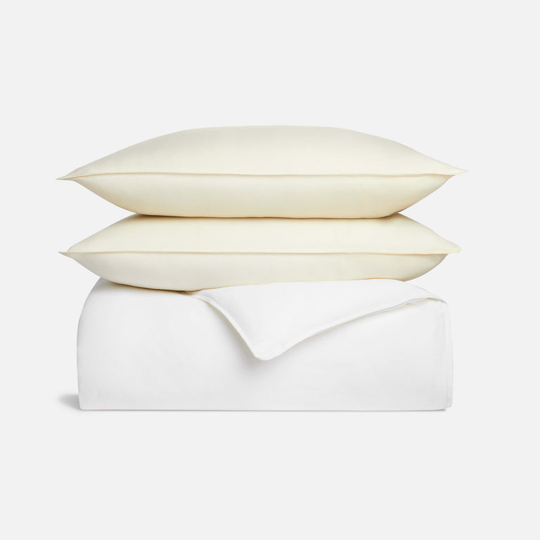 Washed Linen Duvet Set (Cream, King)