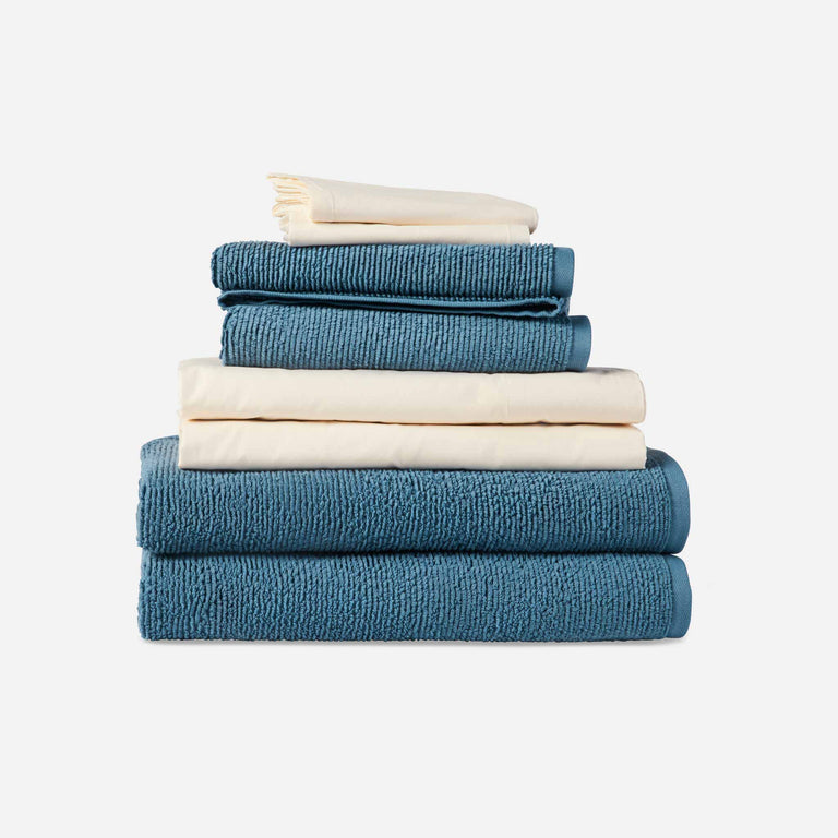 Organic Cotton Hardcore Sheet Bundle Size King in Blue by Brooklinen