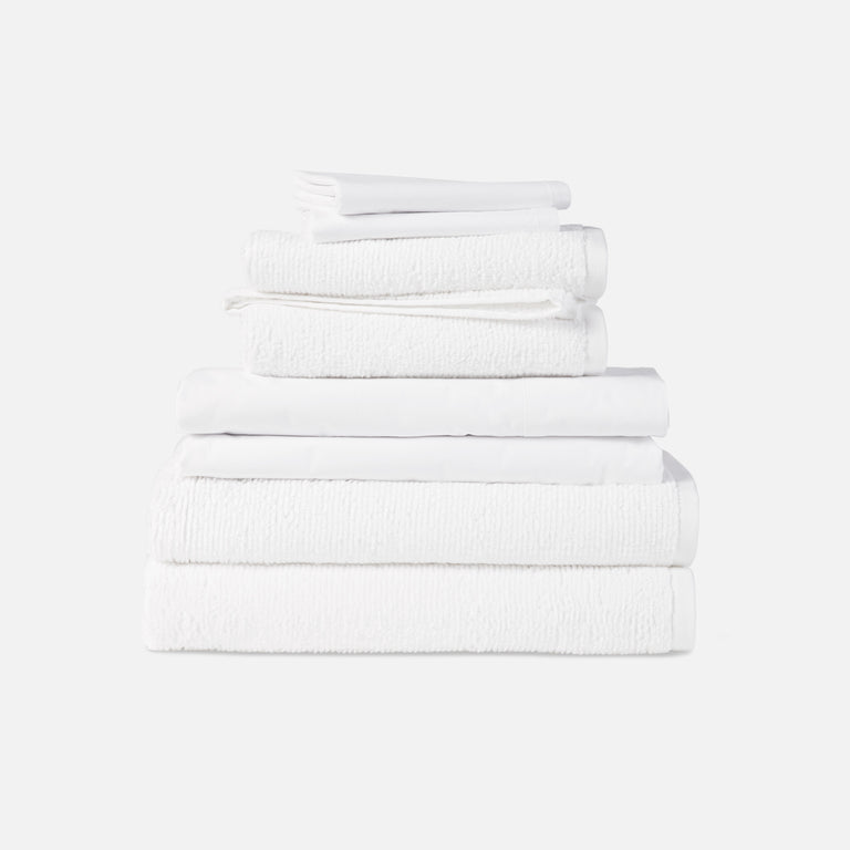 Solid White / Organic Bed and Bath Bundle