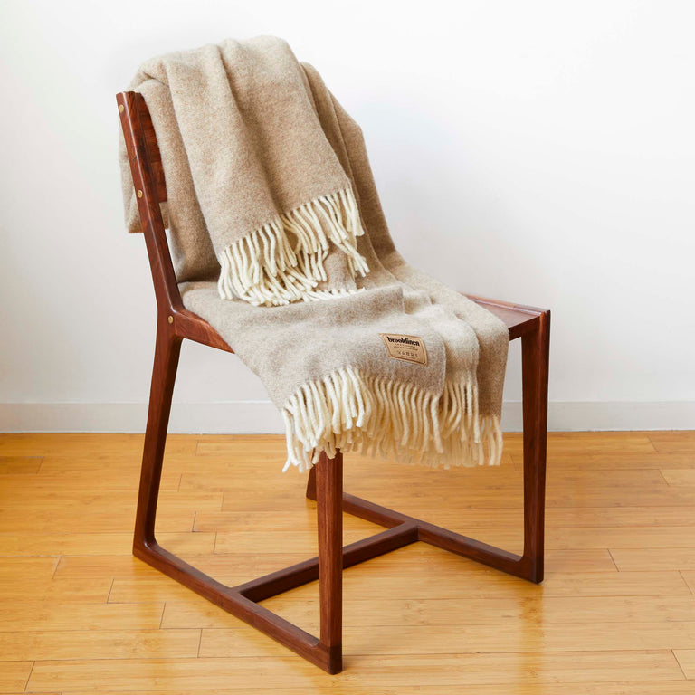 Pure Wool Throw Blanket - Color: Latte