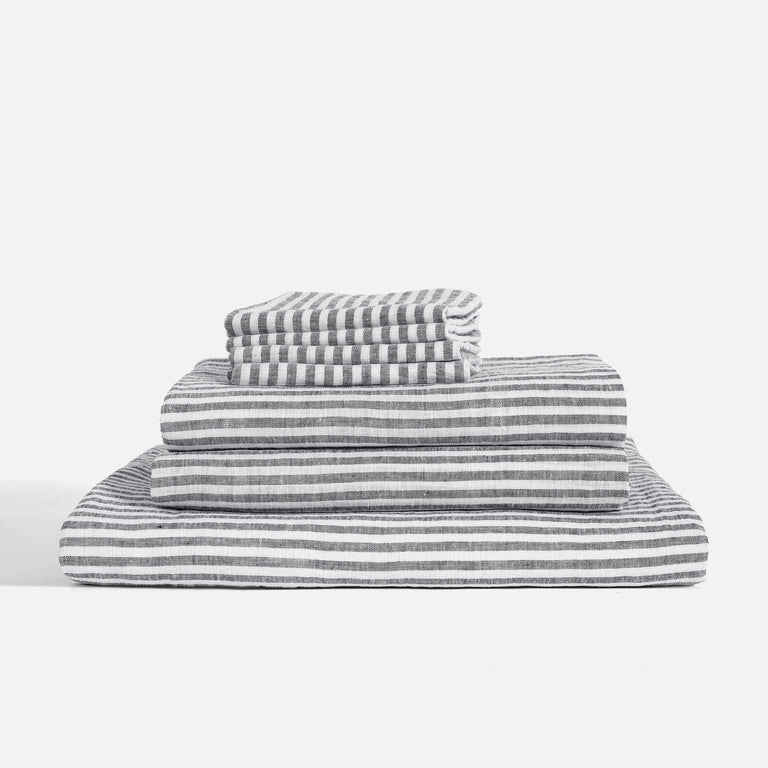 Charcoal Chambray and White Stripe / Twin